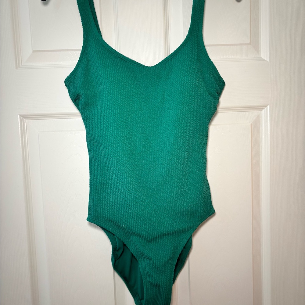 Time and Tru Green Bodysuit One Piece V-Neck